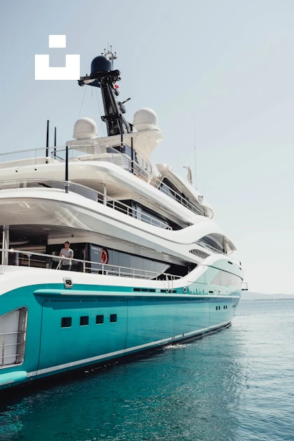 Yacht maintenance or shipyard environment, illustrating refit work.